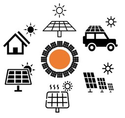 Set of icos for solar photovoltaic applications.