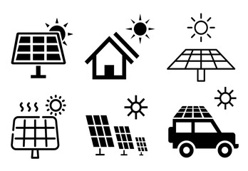 Naklejka premium icons set for solar system application and uses.