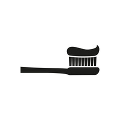 Toothbrush with toothpaste icon. Vector. Flat design.