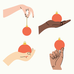 Hands holding christmas ball