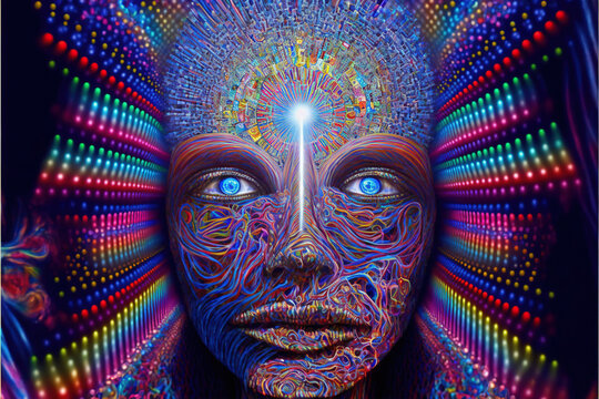 Multiverse Connected Through a Nervous System - Trippy Psychodelic Illustration - Generative AI