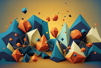 Low poly, abstract backdrop with dotted and connected lines and lines. Generative AI