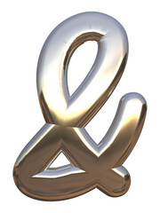Isolated Ampersand, Percentage Mark and Exclamation or Punctuation Mark on White Background, 3D illustration.