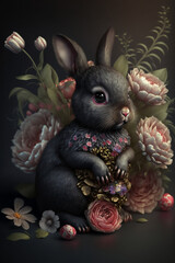 Fototapeta na wymiar Cute Easter bunny. Happy Holiday. Generative Ai