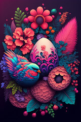 Obraz na płótnie Canvas Easter Eggs decoration ideas, dark colors