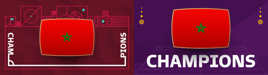 morocco champion Football 2022. Qatar, cup 2022 World Football championship match versus teams intro sport background, championship competition poster, vector