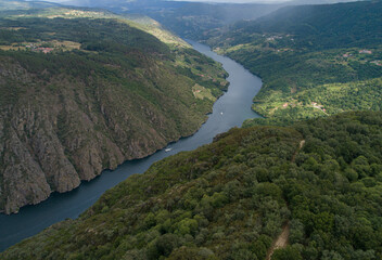 view of the Miño river in the Ribeira Sacra, world heritage site. Galicia, Spain.