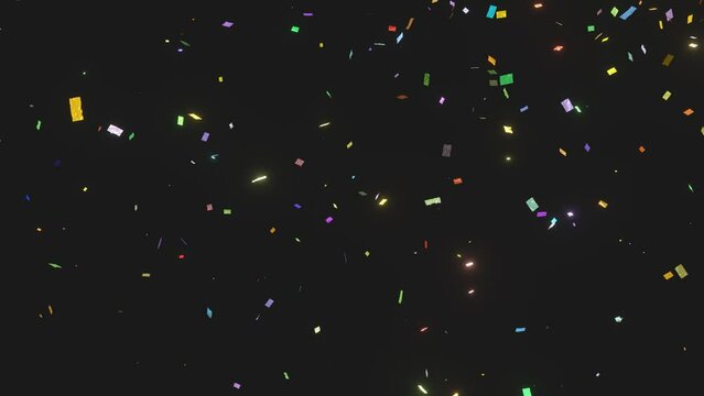 Celebration and inauguration falling one million confetti animation on the black background.