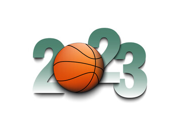 Happy New Year 2023 and basketball ball