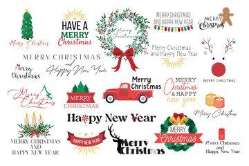 Vector christmas elements collection, vector in flat design