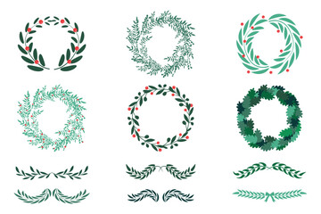 Vector christmas wreath. set.christmas frames and borders vector illustration
