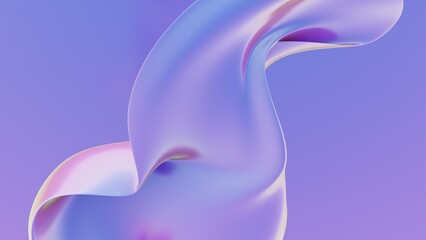 Abstract fluid iridescent holographic neon curved wave in motion colorful background 3d render. Gradient design element for backgrounds, banners, wallpapers, posters and covers.