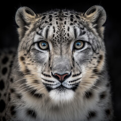 close up portrait of a snow leopard - obrazy, fototapety, plakaty