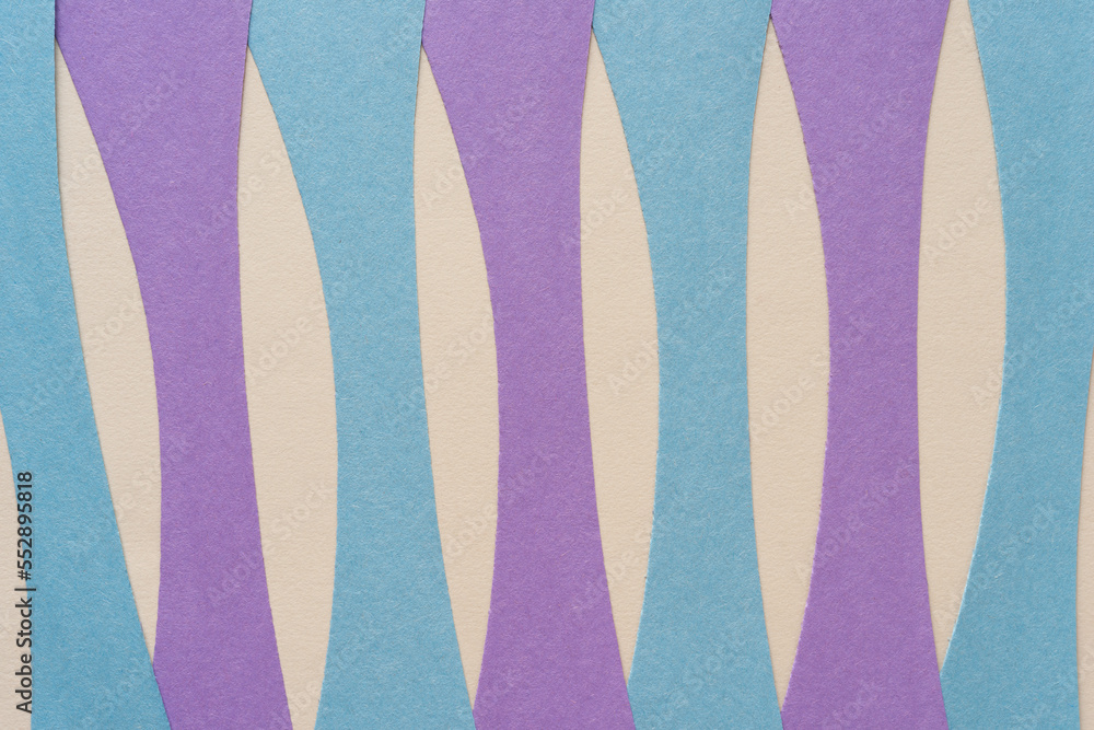 Canvas Prints purple and blue paper stripes with curved element on beige