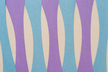 purple and blue paper stripes with curved element on beige