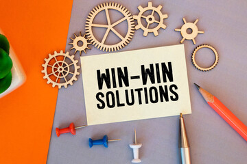 win-win solution - negotiation or conflict resolution concept - isolated words in vintage wood type - obrazy, fototapety, plakaty