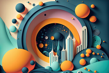 Background in futuristic abstract style with circular shapes. Generative AI