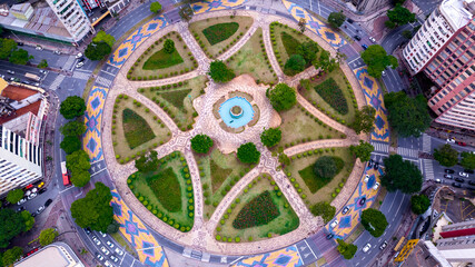 Aerial view of Raul Soares square, Belo Horizonte, Minas Gerais, Brazil. City center