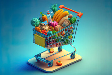 grocery shopping cart for e commerce. Generative AI