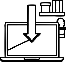 Computer icon symbol in a white background, black laptop icon symbol on the white background