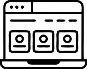 Computer icon symbol in a white background, black laptop icon symbol on the white background