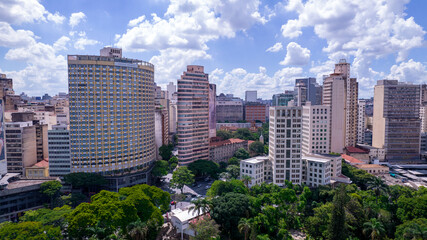 Obraz premium Aerial view of Américo Renné Giannetti Park, Belo Horizonte, Minas Gerais, Brazil. City center