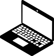 Computer icon symbol in a white background, black laptop icon symbol on the white background