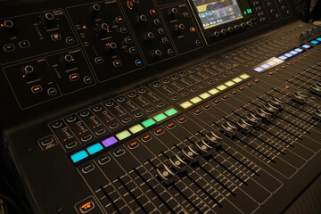 audio mixing console for event in ballroom hotel