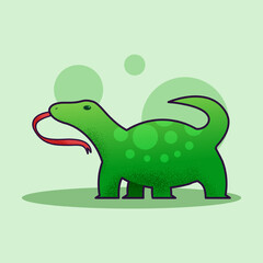 Cute adorable cartoon reptile green dinosaur predator illustration for sticker icon mascot and logo