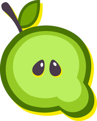 Green apple fruit style alphabet text, letter Q