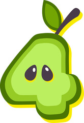 Green apple fruit style alphabet text, namber 4