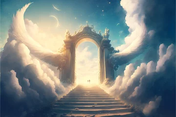 Foto op Canvas The gates of heaven that wait after death. Generative AI © Worldillustrator