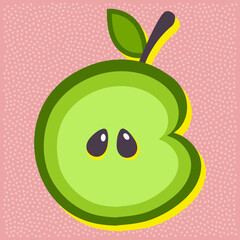 Green apple fruit style alphabet text, letter C