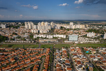 Fototapeta premium Chácara Primavera and Santo Antônio Mansions. Neighborhoods with several buildings, apartments, condominiums and modern structure located in the interior of the city of Campinas, São Paulo.
