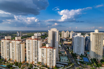 Fototapeta na wymiar Chácara Primavera and Santo Antônio Mansions. Neighborhoods with several buildings, apartments, condominiums and modern structure located in the interior of the city of Campinas, São Paulo.