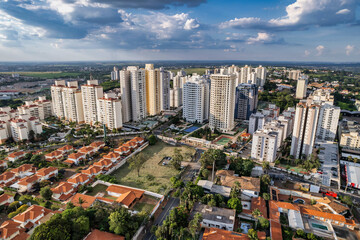 Fototapeta na wymiar Chácara Primavera and Santo Antônio Mansions. Neighborhoods with several buildings, apartments, condominiums and modern structure located in the interior of the city of Campinas, São Paulo.