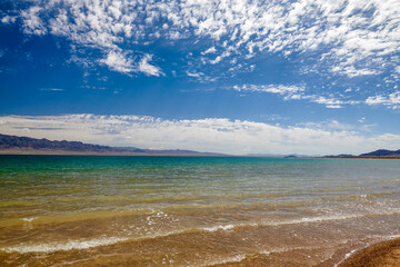 Little Chaidan Lake landscape in Da Qaidam Haixi Prefecture Qinghai province, China.