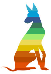 Dog silhouette. Color illustration of a dog. Pet. Rainbow dog. doberman.