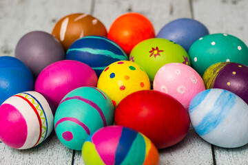 Colorful collection of patterned easter eggs
