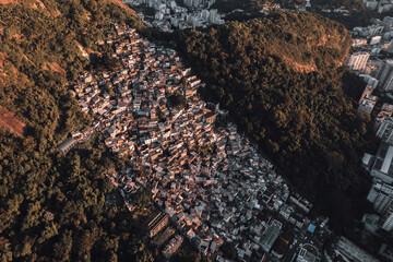 Topdown drone view of Santa Marta Favela in Rio de Janeiro Brazil