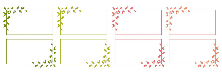 A set of frames with leaves for decorating business cards, photos, etc.