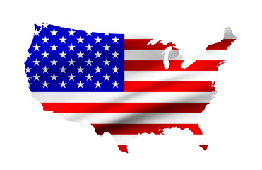 USA map with USA waving flag