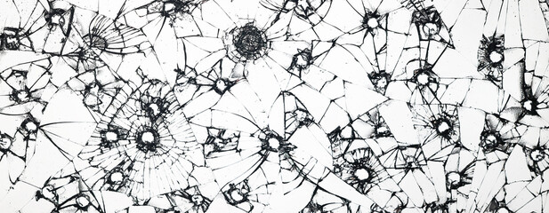 group of bullet holes on the glass abstract background window