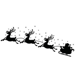 Santa Claus and reindeer sleigh vector cartoon illustration