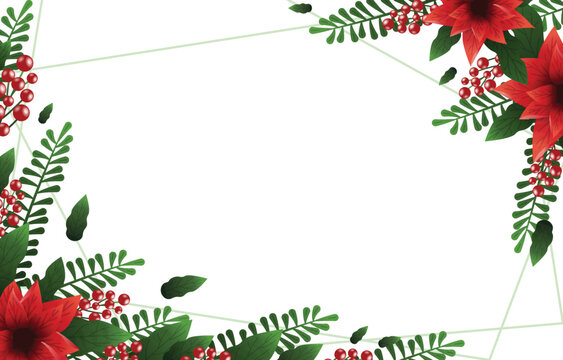 Green Poinsettias Flower Blank Space Floral Background