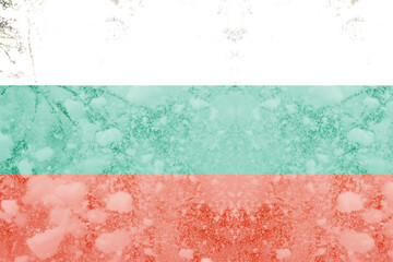 Defocus cold winter in Bulgaria. The concept of the energy crisis and the increasing demand for electricity. Bulgaria flag snow holiday. Out of focus