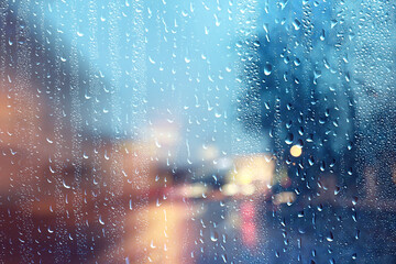 water drops window rain car traffic night, November weather