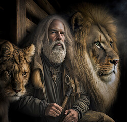 Daniel And The Lion's Den - obrazy, fototapety, plakaty