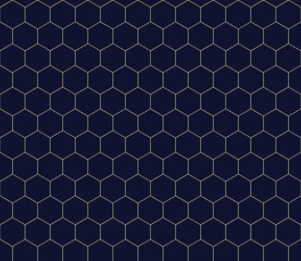 Gold line geometric pattern. Abstract modern rhombuses seamless, repeat hexagon texture design. Suitable for gift wrapping, banner, paper, fabric, decoration, prints. Vector illustration EPS 10.
