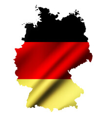 Germany contour map with waving Germany flag
